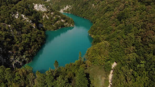 Top view of beautiful landscape of Plitvice Lakes National Park, Croatia