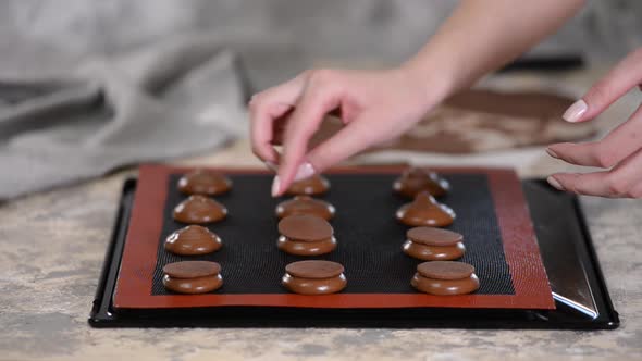 Pastry Chef Decorates Raw Profiteroles with Chocolate Shortcrust Pastry