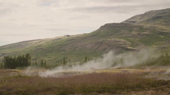 Smoking Fumaroles Active Sulfur Vents in Geothermal Area