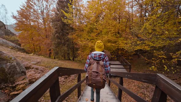 Hiking Trail Young Girl Hipster Walking Hiking Path Natural National Park