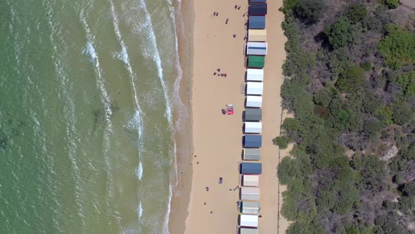 Bird's Eye View of the Dendy Street Beach Huts in Brighton Melbourne