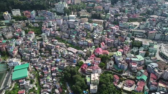 City of Gangtok in Sikkim India seen from the sky