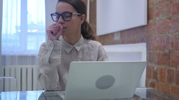 Sick Hispanic Woman Coughing, Infection