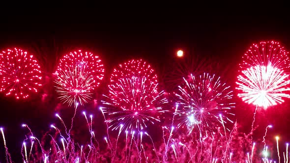 Colorful Fireworks Exploding in the Night Sky