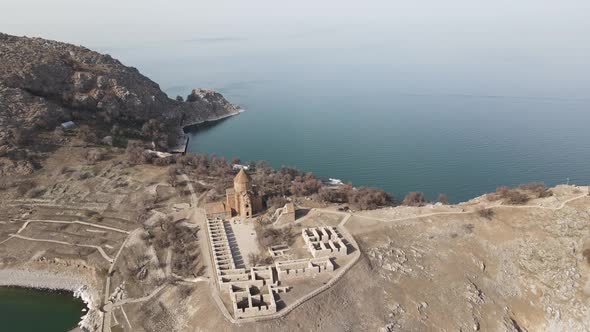 Aerial Island Church On Turkey