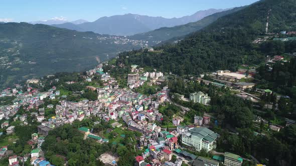 City of Gangtok in Sikkim India seen from the sky