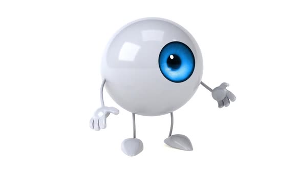 Fun 3D cartoon eye walking and presenting