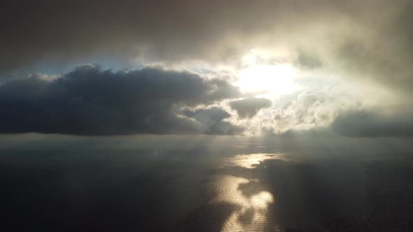 Abstract Aerial Nature Summer Ocean Sunset Sea and Sky Background