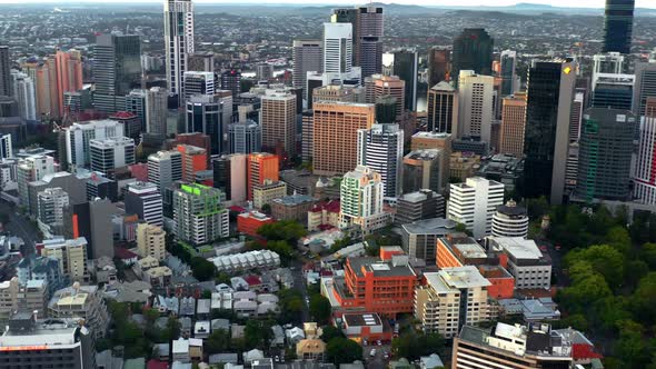 Aerial View Of Roma Street And Brisbane CBD In Queensland, Australia - drone shot