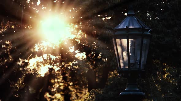 Old Street Lantern at Sunset.