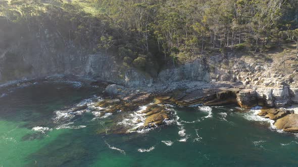 Alum Cliffs Seascape, Taroona, Tasmania Aerial Drone 4K