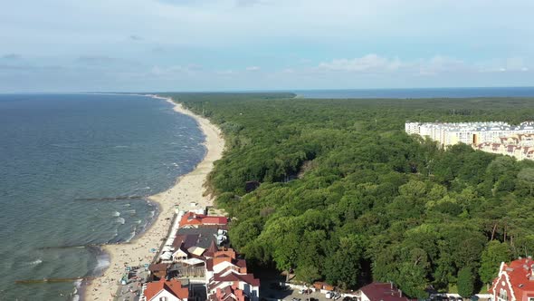 Curonian Spit Wth Baltic Sea Coastline on Sunset