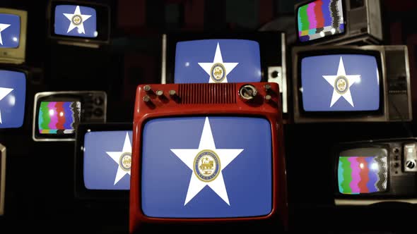 Flag Of Houston, Texas, and Retro TVs.
