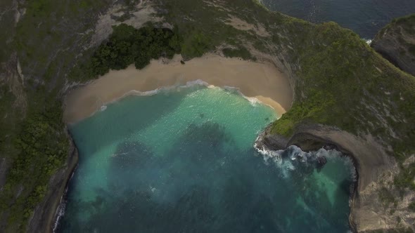 Top view of beautiful Karang Dawa beach. Nusa Penida, Indonesia.