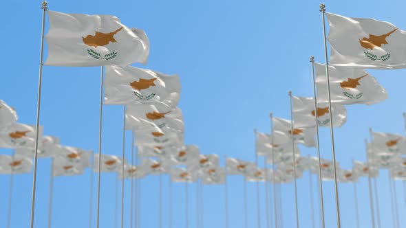 Cyprus Row Of National flags Walk Throw Animation