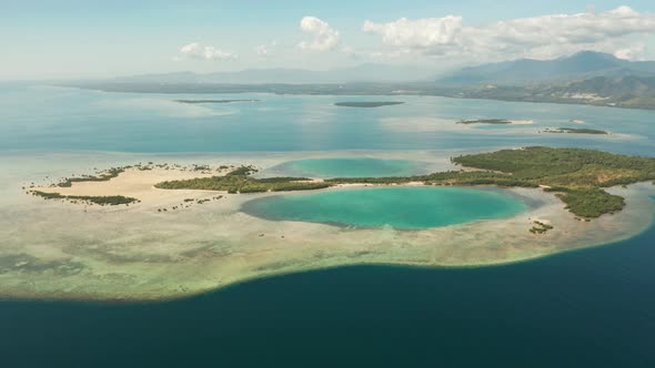 Bay with Tropical Islands and Coral Reef Palawan, Philippines