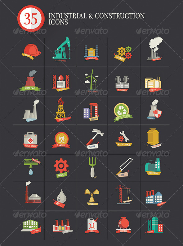 35 Industrial & Construction Icons