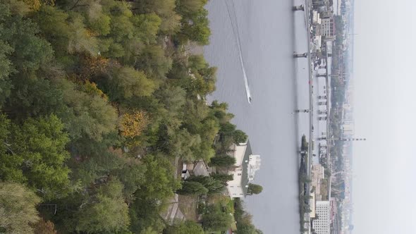 Vertical Video Aerial View of the Dnipro River  the Main River of Ukraine