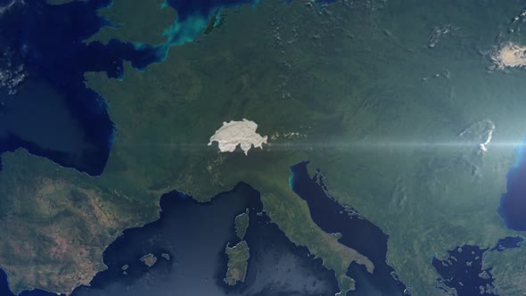 Realistic Earth Zoom Highlight Country Switzerland