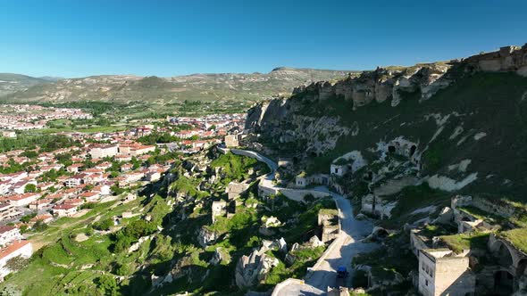 Cappadocia aerial view 4 K View of the City Urgup