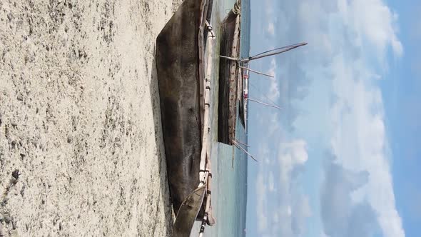 Zanzibar Tanzania  Vertical Video of Low Tide in the Ocean Near the Coast Slow Motion