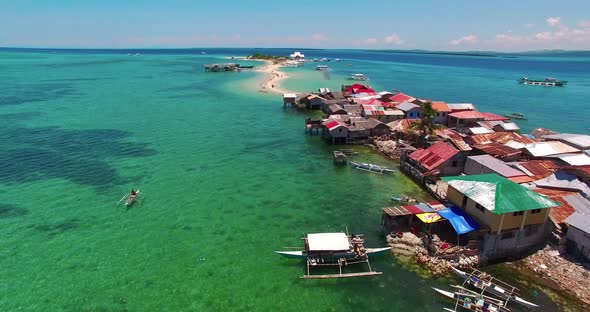 Flight Over the Island. Pandanon Island. Cebu. 03.2016. Aerial 