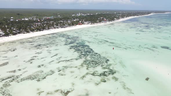 Ocean Low Tide Near the Coast of Zanzibar Island Tanzania