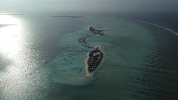 Scenic Aerial Drone Fly Over Maldives Resort