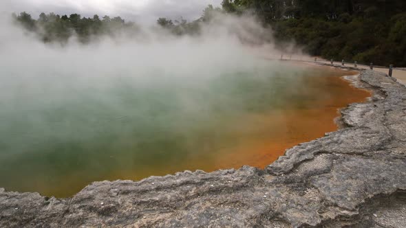 Thermal lake Champagne Pool at Wai-O-Tapu near Rotorua, New Zealand