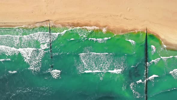 Stunning aerial view of beach with turquoise water, Baltic Sea