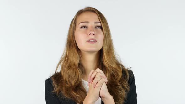 Businesswoman Praying To God  , White background Businesswoman Praying To God  , White background