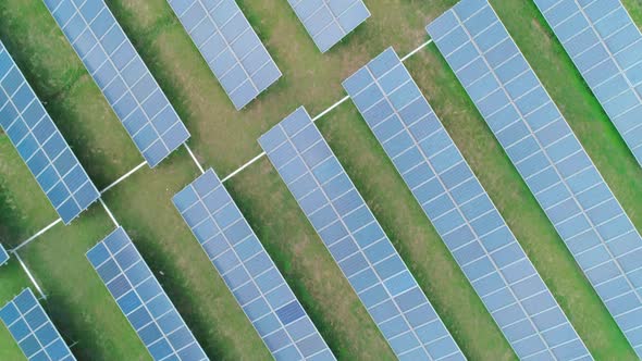 Aerial Top Down View of Solar Panels Farm Solar Cell