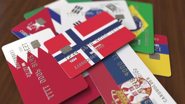 Emphasized Bank Card with Flag of Norway