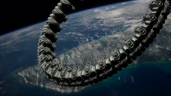 Futuristic Space Station on Earth Orbit alt