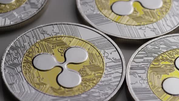 Rotating shot of Ripple Bitcoins 