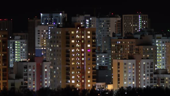 Timelapse of city, windows lights