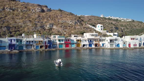 Traditional authentic fishing village Klima. Milos island , Greece