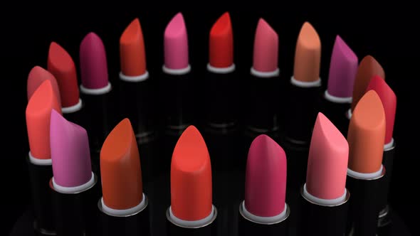 Lipsticks with a Tint of a Red and Cosmetic Collection for Woman and Stylists 4k alt