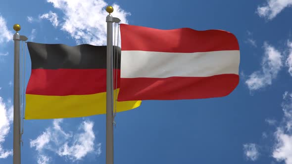 Germany Flag Vs Austria On Flagpole