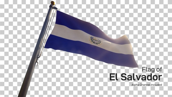 El Salvador Flag on a Flagpole with Alpha-Channel