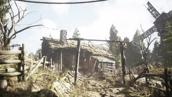 Old Retro Village in Pine Forest alt