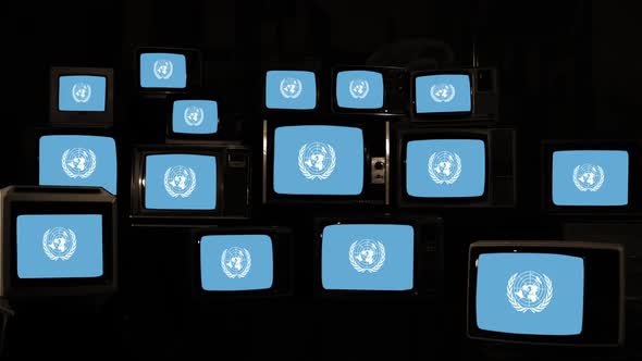 United Nations Flags and Retro TVs.