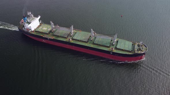 Large General Cargo Ship Tanker Bulk Carrier Aerial View