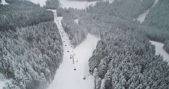 Ski Resort with Lift Slope Aerial