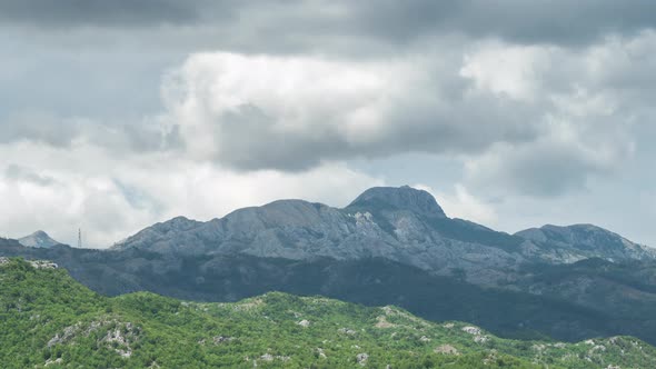 Panoramic View of the Highest Peaks of the Lovcen Mountain National Park in Southwestern Montenegro