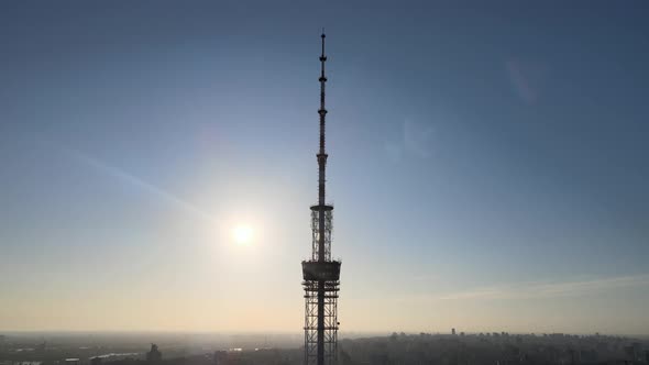 TV Tower in the Morning at Dawn in Kyiv, Ukraine