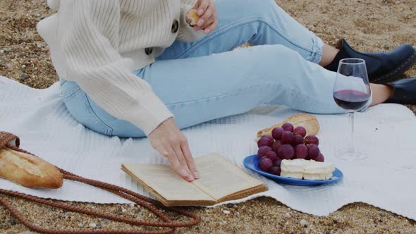 Woman Has Nice Leisure On Beach