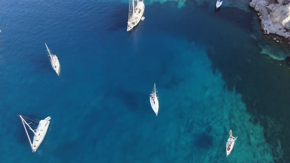 Boats and Yachts on Turquoise Mediterranean Sea