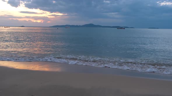 Najomtien Beach Pattaya Thailand Sunset at a Tropical Beach with Palm Trees Na Jomtien Beach with