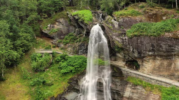 Steinsdalsfossen Is a Waterfall in the Village of Steine in the Municipality of Kvam in Hordaland